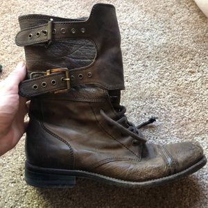 All Saints leather buckle boots